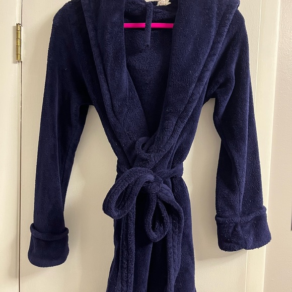 Navy Blue Women's Plush Robe - Picture 1 of 3